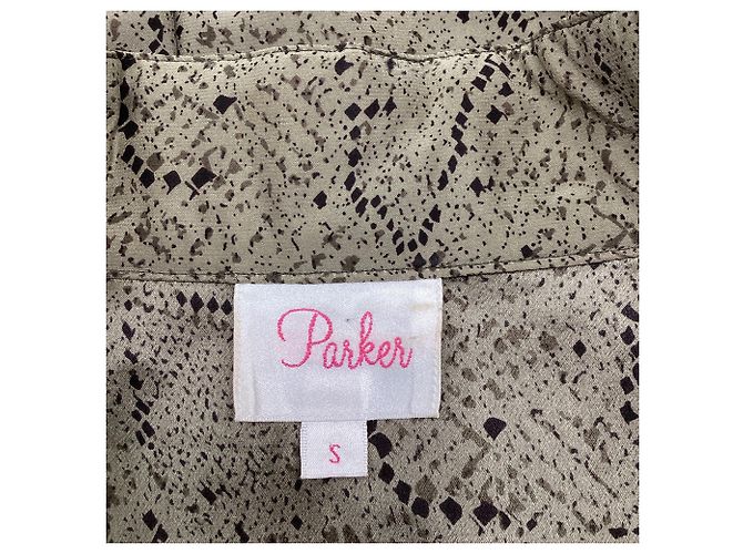 Autre Marque Mini abito Parker con stampa pitone in seta beige - vista 9