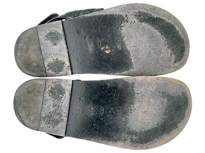 Sandali Dad Chanel in pelle matelassé con logo CC in pelle nera - vista 12