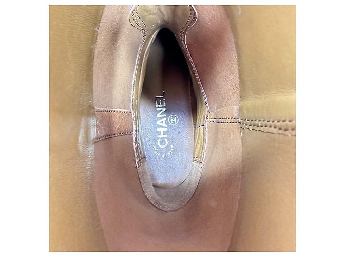 Chanel Interlocking CC Logo Mid-Calf Riding Boots in Camel Suede - view 9