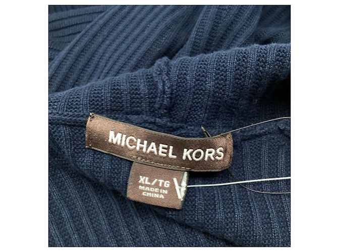 Michael Kors Kapuzenpullover aus Rippstrick in dunkelblauem Baumwollstoff - Ansicht 6