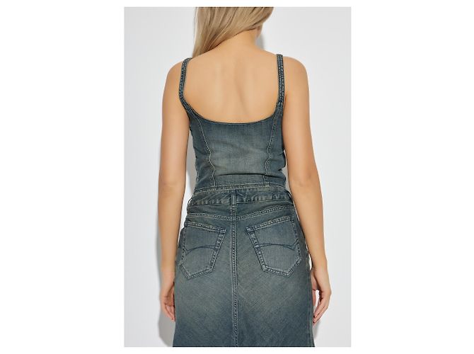 Top de denim azul cropped Balenciaga - vista 2