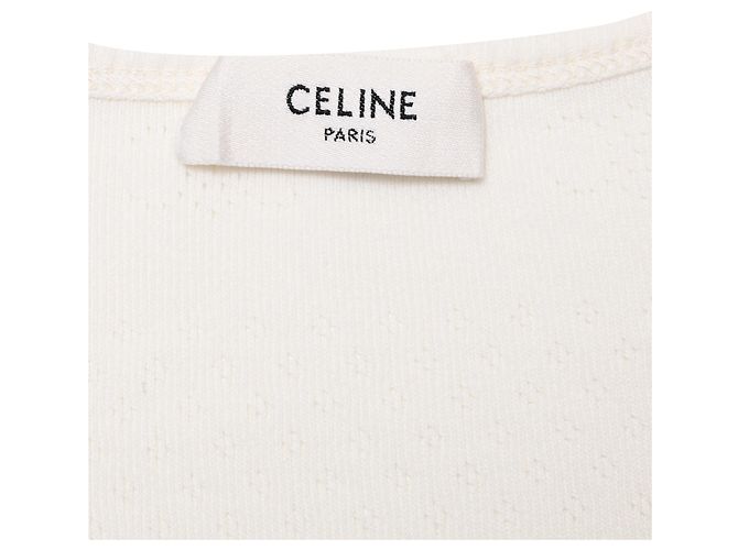 Céline Top de manga larga Celine en algodón crema - vista 5