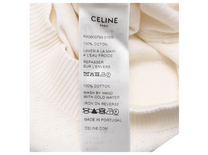 Céline Top de manga larga Celine en algodón crema - vista 7