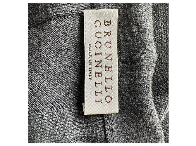 Brunello Cucinelli Strickcardigan mit verdeckter Knopfleiste aus grauer Baumwolle - Ansicht 4