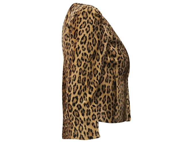 Blazer corto Milly con estampado de leopardo en pelo de poni marrón - vista 3