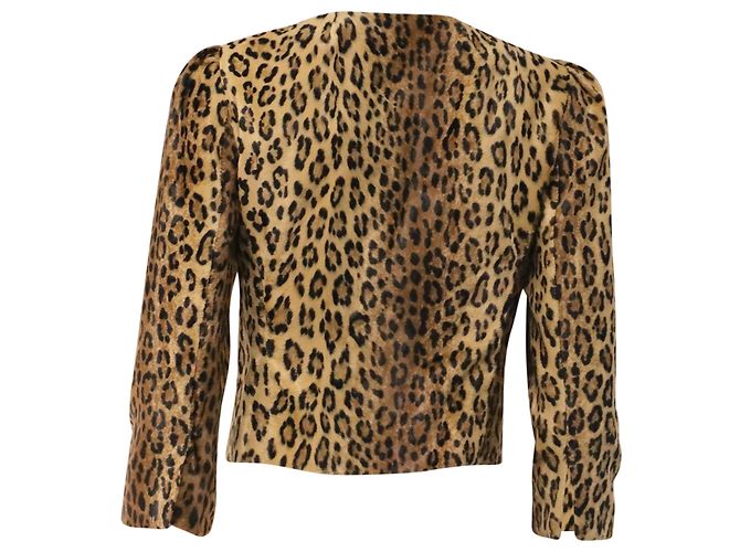Blazer corto Milly con estampado de leopardo en pelo de poni marrón - vista 4