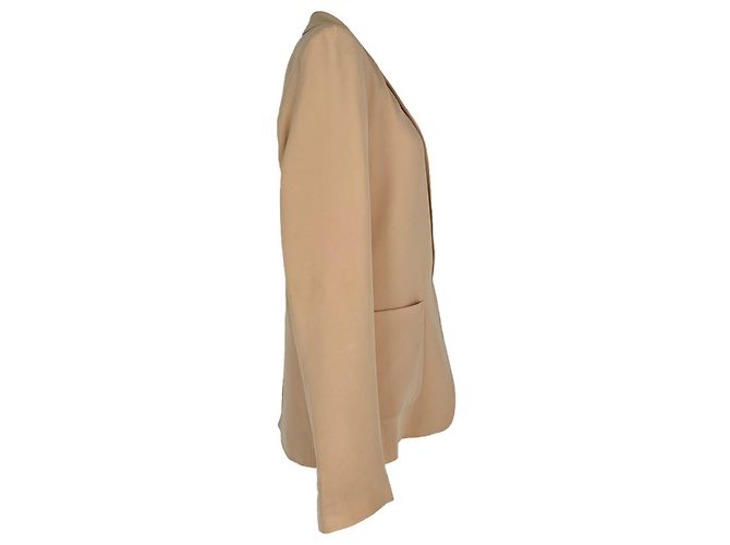 Joseph Einreihiger Blazer mit Taschen aus beiger Seide - Ansicht 2