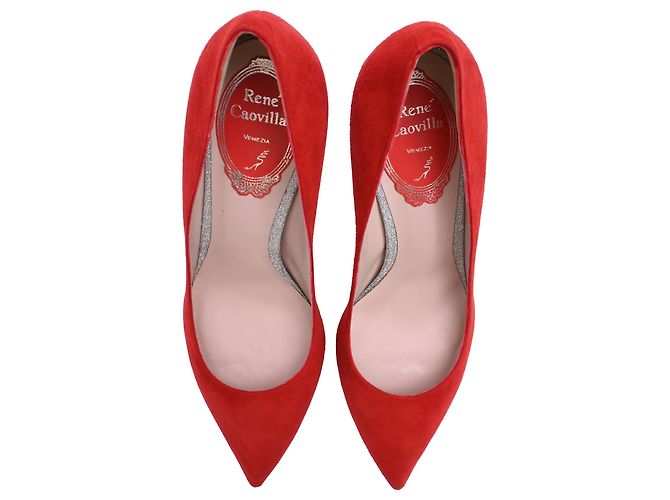 Rene Caovilla Décolleté a punta René Caovilla in camoscio rosso - vista 5