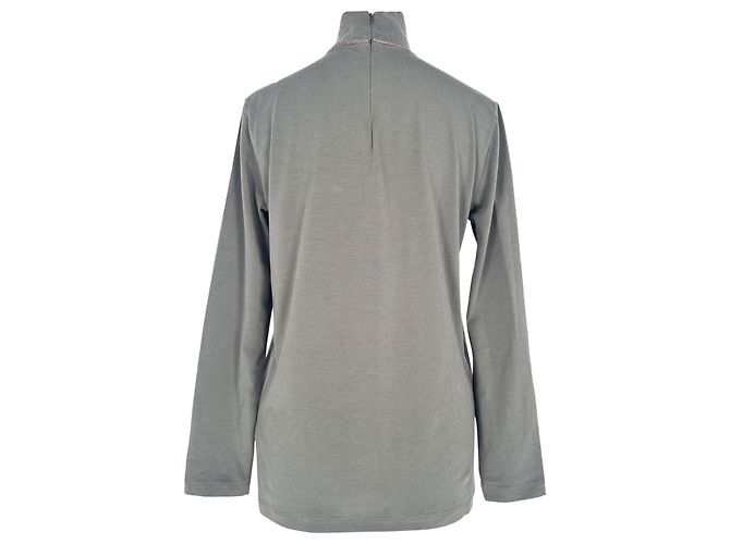 Top de manga larga con cuello alto Brunello Cucinelli en algodón olive - vista 3