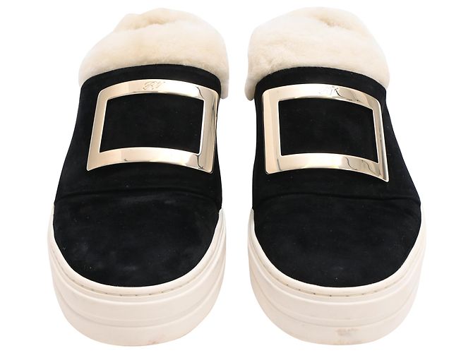 Sapatilhas com fivela Roger Vivier em camurça preta - vista 2