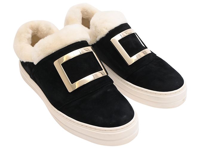 Sapatilhas com fivela Roger Vivier em camurça preta - vista 4