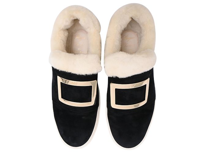 Sapatilhas com fivela Roger Vivier em camurça preta - vista 5