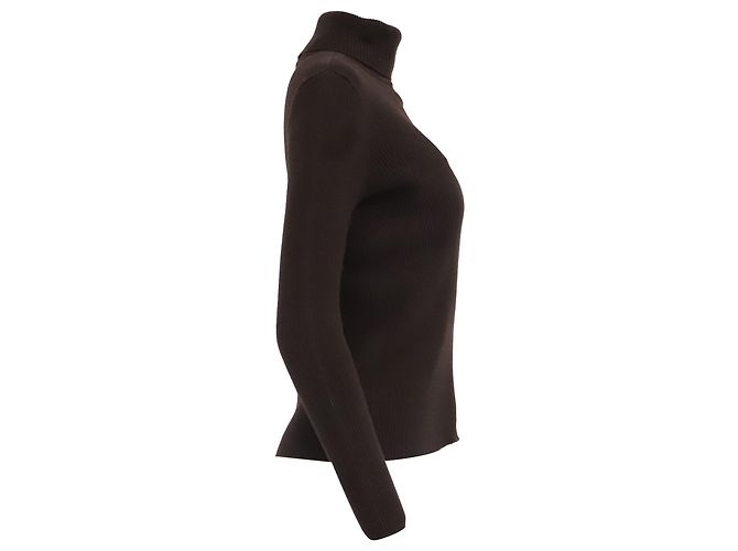 Ralph Lauren Rippstrick-Rollkragenpullover aus brauner Baumwolle - Ansicht 3