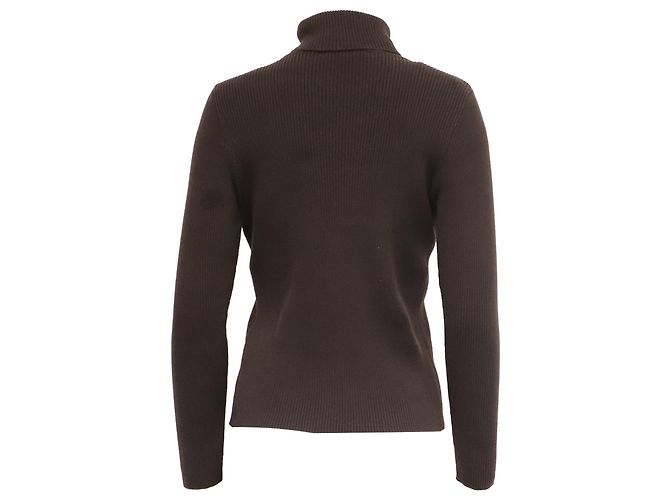 Ralph Lauren Rippstrick-Rollkragenpullover aus brauner Baumwolle - Ansicht 4