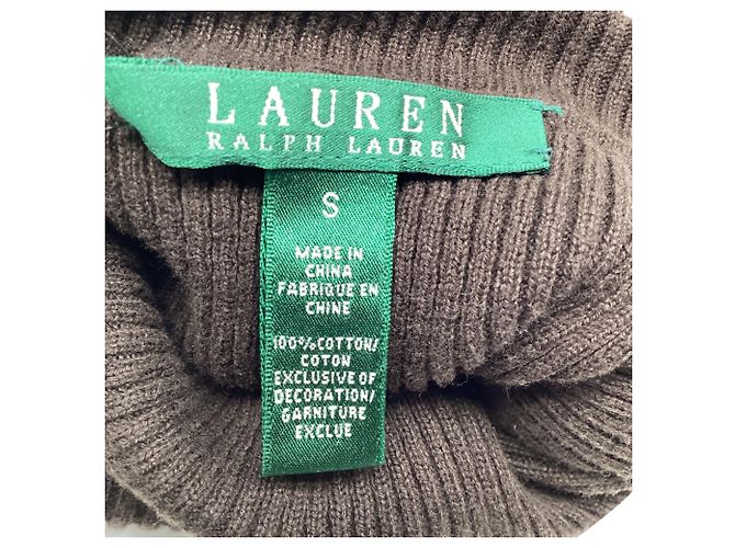 Ralph Lauren Rippstrick-Rollkragenpullover aus brauner Baumwolle - Ansicht 7