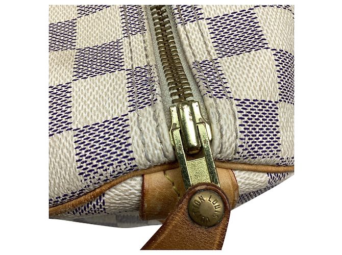 Bolso Louis Vuitton Speedy Damier Azur en lona de nylon blanca - vista 12