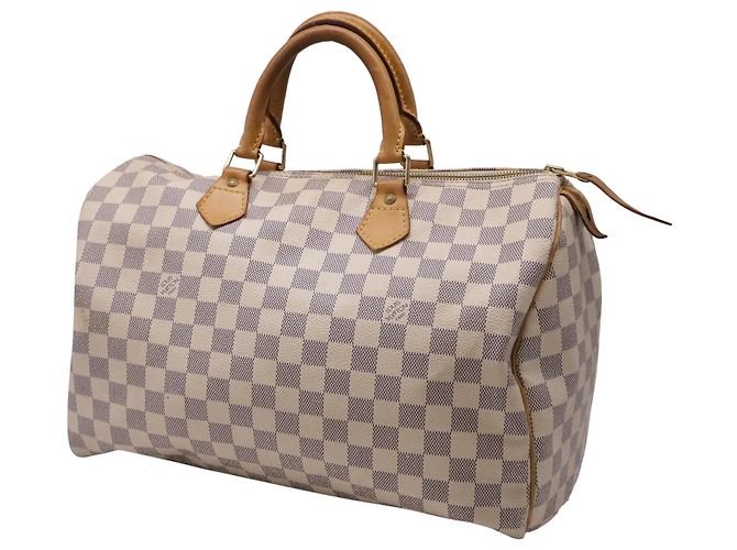 Bolso Louis Vuitton Speedy Damier Azur en lona de nylon blanca - vista 2