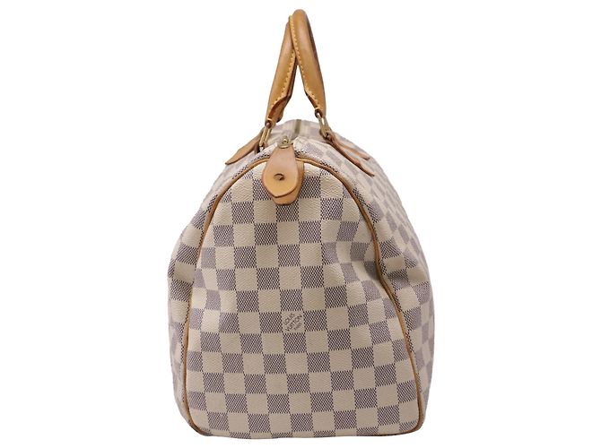 Bolso Louis Vuitton Speedy Damier Azur en lona de nylon blanca - vista 3