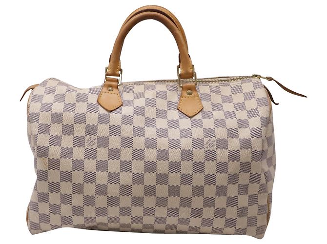 Bolso Louis Vuitton Speedy Damier Azur en lona de nylon blanca - vista 4