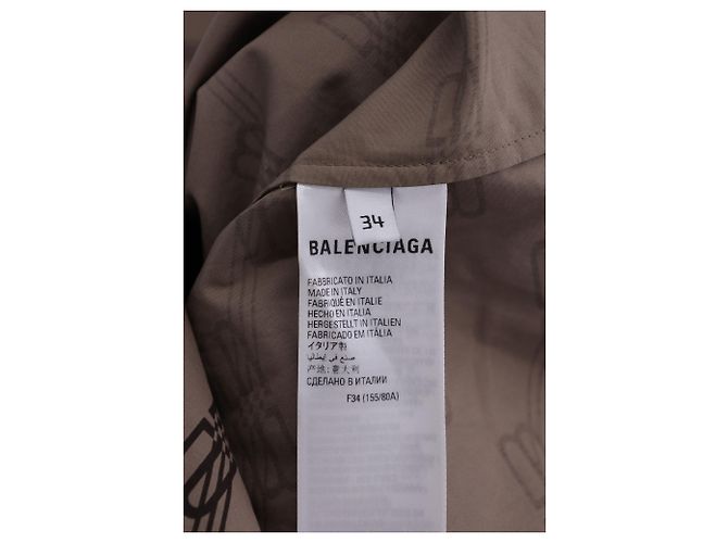 Camicia a maniche corte Balenciaga BB Monogram Logo Print in cotone marrone - vista 5
