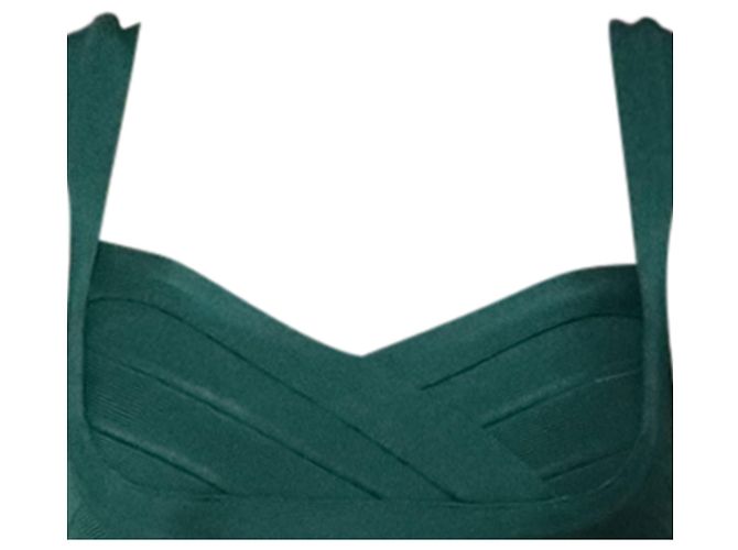Vestido Maxi Bandage Herve Leger en Rayón Verde - vista 2