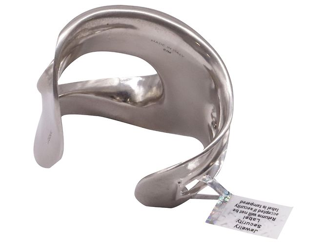 Salvatore Ferragamo Bracciale rigido Ferragamo Small Sculptural Cutout in ottone argentato - vista 3