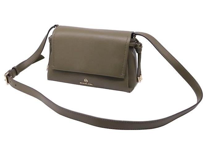 Borsa a tracolla piccola con patta Michael Kors con perle in pelle Olive - vista 2