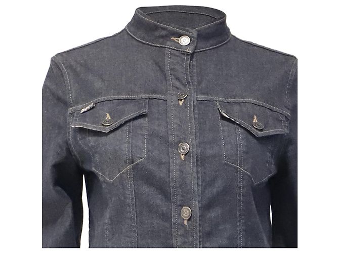 Chaqueta vaquera abotonada Burberry en algodón azul oscuro - vista 2