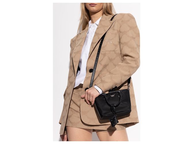 Borsa MCM nera in cotone - vista 2