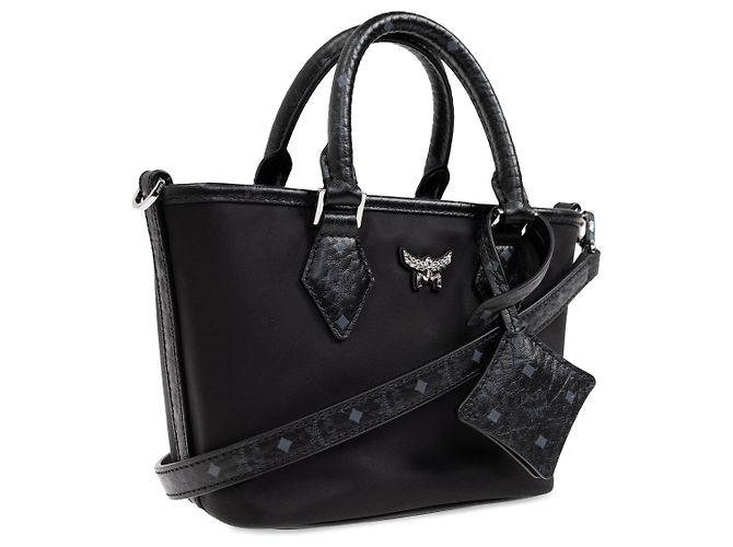 Borsa MCM nera in cotone - vista 4