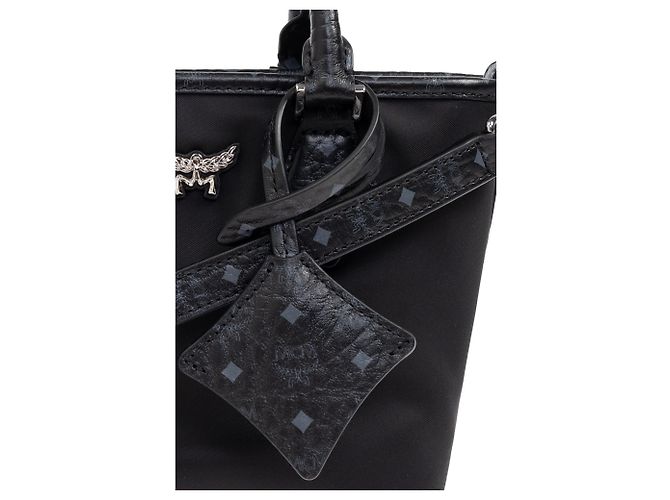 Borsa MCM nera in cotone - vista 6