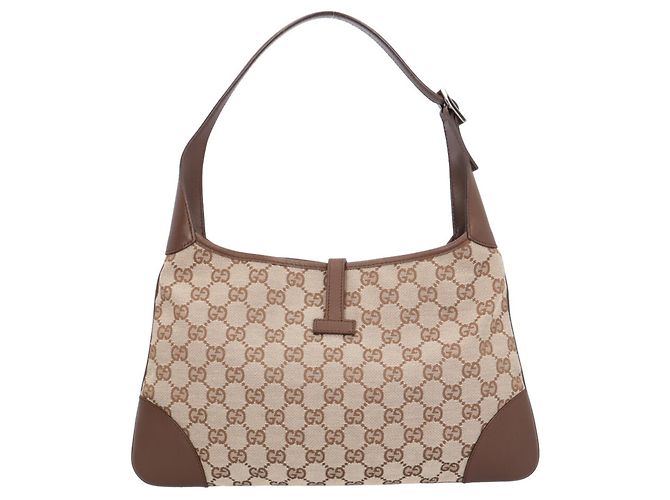 Borsa Gucci Jackie GG Canvas Beige Marrone Scuro - vista 3