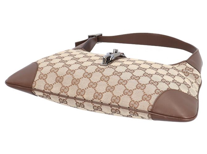 Borsa Gucci Jackie GG Canvas Beige Marrone Scuro - vista 5