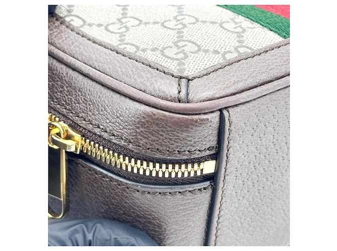 Gucci Ophidia Zip Around Top Handle GG Coated Canvas with Leather Mini - vista 7