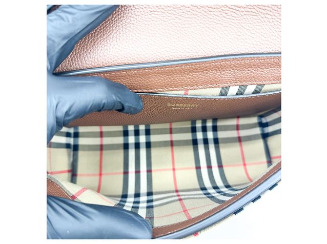 Burberry Note Leather with Vintage Check Canvas Medium - vista 5