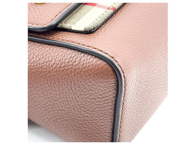 Burberry Note Leather with Vintage Check Canvas Medium - vista 7