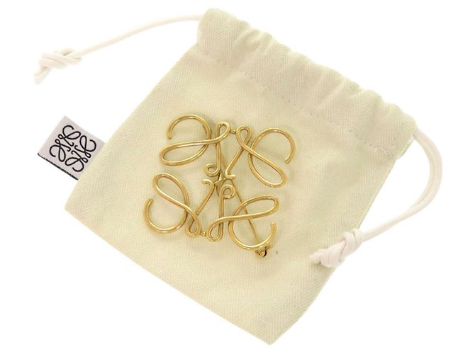 Broche Loewe Anagram in metallo dorato - vista 2