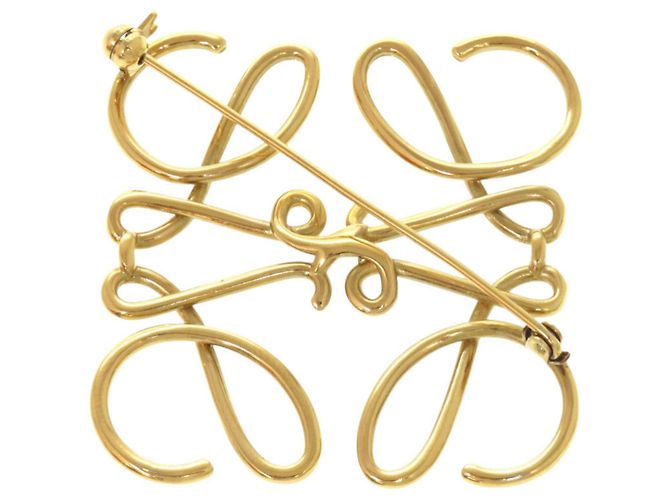Broche Loewe Anagram in metallo dorato - vista 3