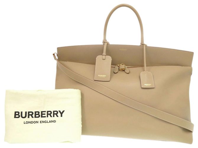 Borsa a mano 2-Way e borsa da viaggio Burberry Logo in pelle beige - vista 2