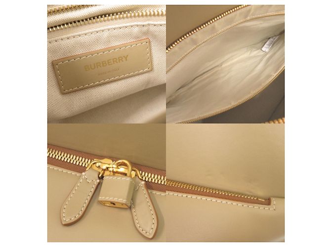 Borsa a mano 2-Way e borsa da viaggio Burberry Logo in pelle beige - vista 8