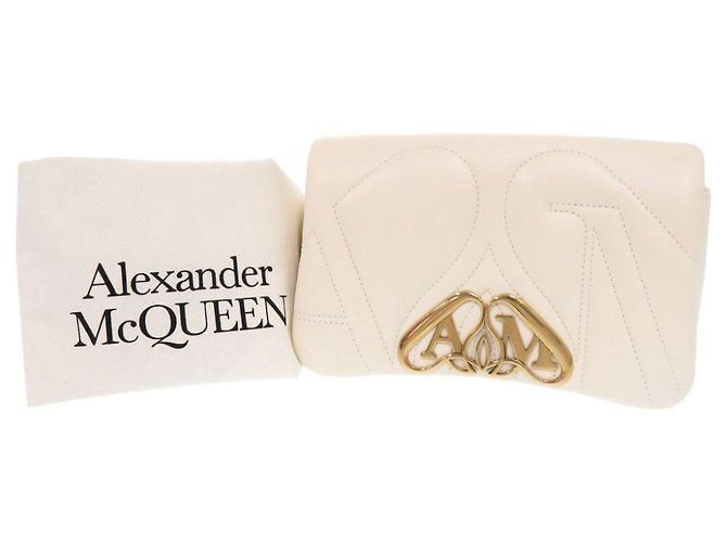 Alexander McQueen The Seal Mini Borsa a tracolla in pelle Ivory con catena - vista 2