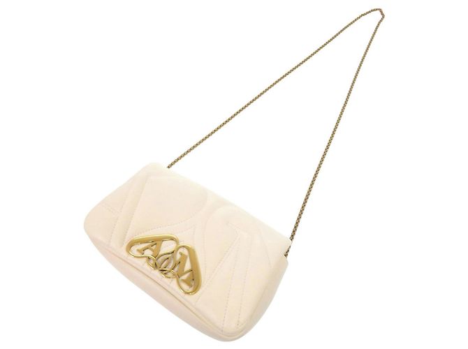 Alexander McQueen The Seal Mini Borsa a tracolla in pelle Ivory con catena - vista 6