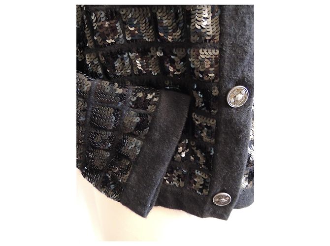 Chanel Chocolate Bar Cardigan-Jacke aus Kaschmir und Pailletten - Ansicht 4