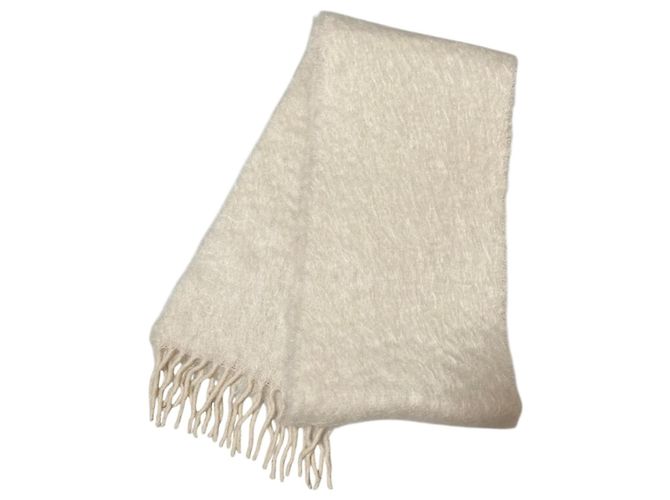 Sciarpa in mohair con patch Anagram Loewe in Off-White - vista 2