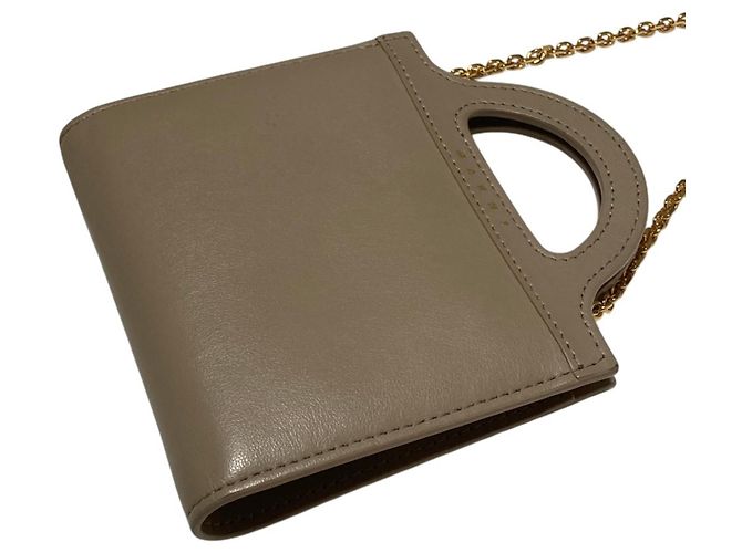 Cartera de cadena de cuero gris Marni - vista 3