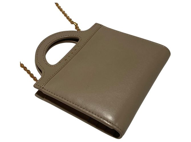 Cartera de cadena de cuero gris Marni - vista 4