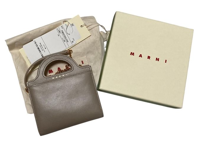 Cartera de cadena de cuero gris Marni - vista 9