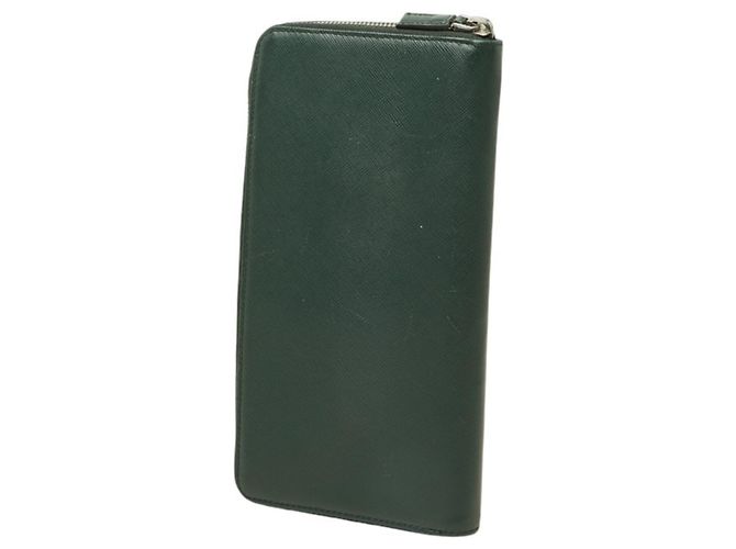 Cartera larga Prada de piel Saffiano verde oscuro - vista 2
