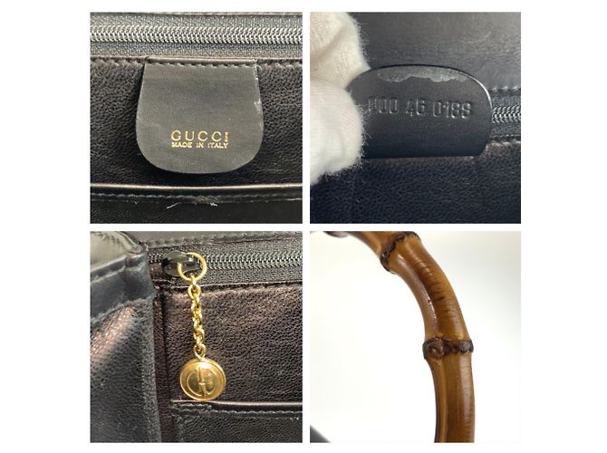 Borsa a mano Gucci Bamboo in pelle nera - vista 3