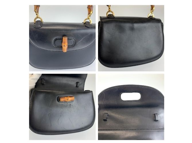 Borsa a mano Gucci Bamboo in pelle nera - vista 5